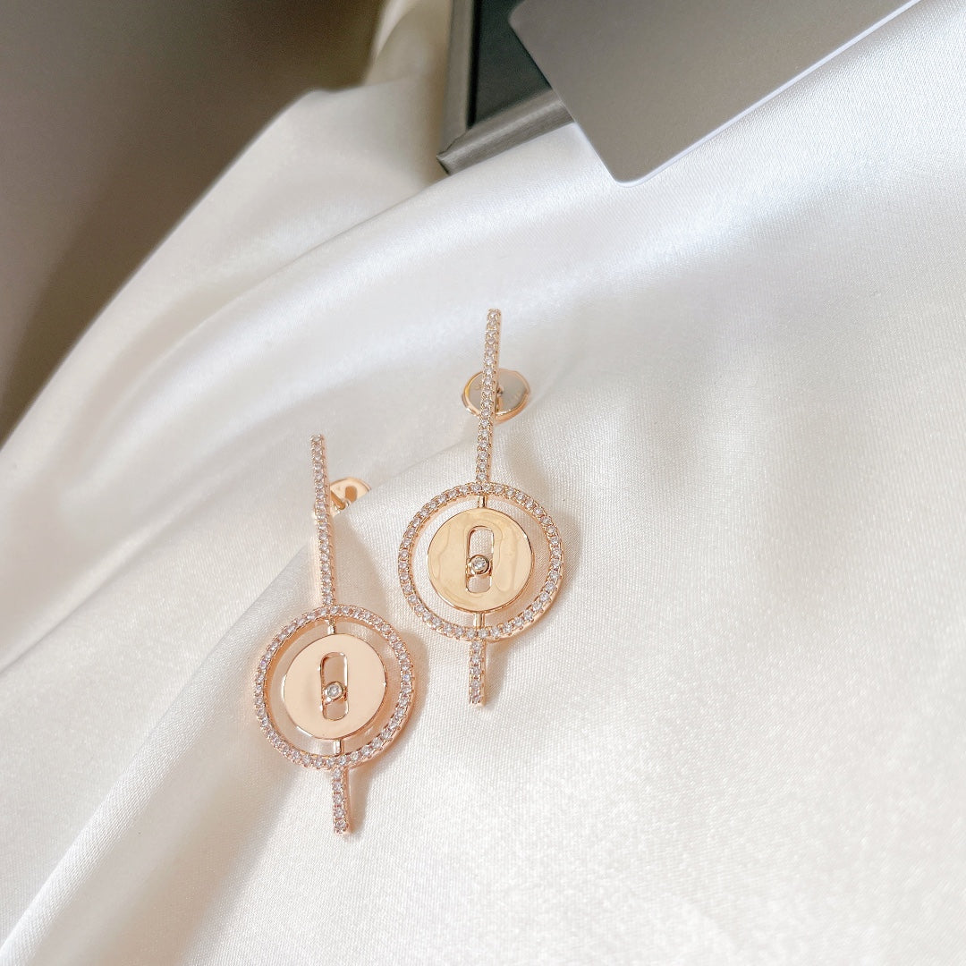 [⭐Maelin]Demo MOVE ARROW PINK GOLD DIAMOND EARRINGS