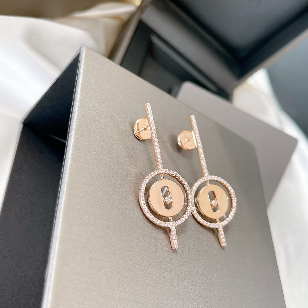 [⭐Maelin]Demo MOVE ARROW PINK GOLD DIAMOND EARRINGS