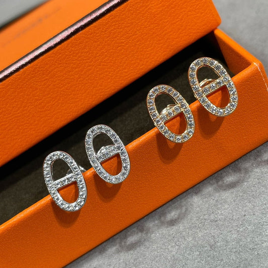 [⭐Maelin]HM FULL DIAMOND PIG NOSE STUD EARRINGS