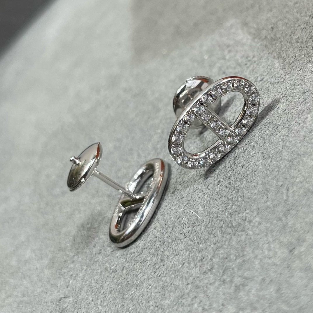 [⭐Maelin]HM FULL DIAMOND PIG NOSE STUD EARRINGS