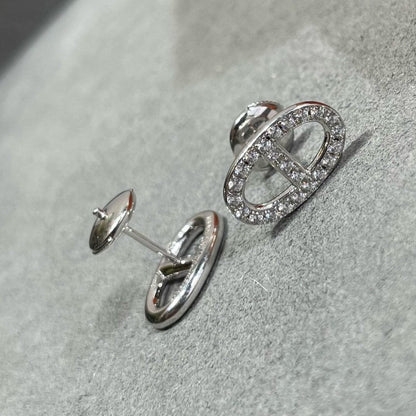 [⭐Maelin]HM FULL DIAMOND PIG NOSE STUD EARRINGS