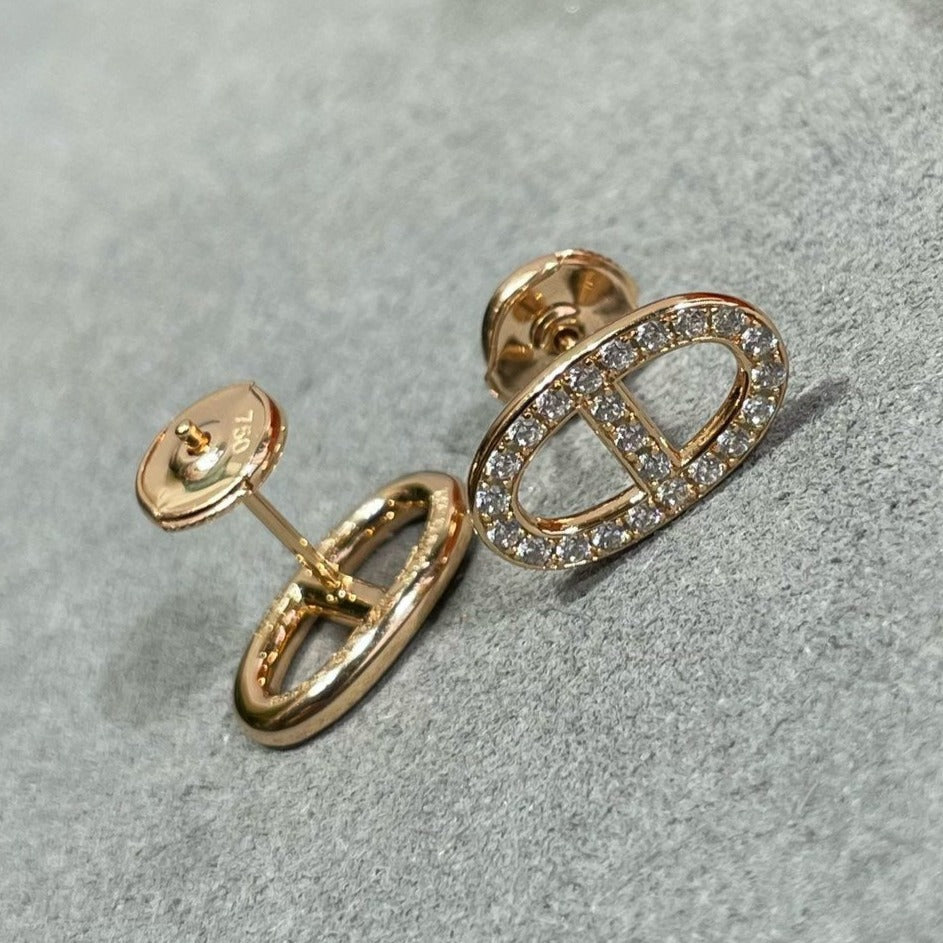 [⭐Maelin]HM FULL DIAMOND PIG NOSE STUD EARRINGS