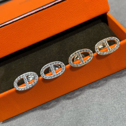 [⭐Maelin]HM FULL DIAMOND PIG NOSE STUD EARRINGS