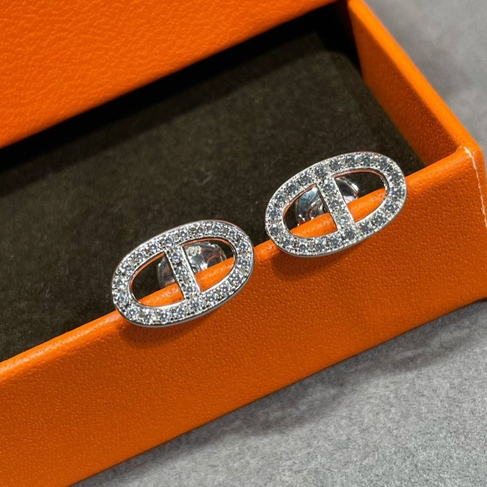 [⭐Maelin]HM FULL DIAMOND PIG NOSE STUD EARRINGS