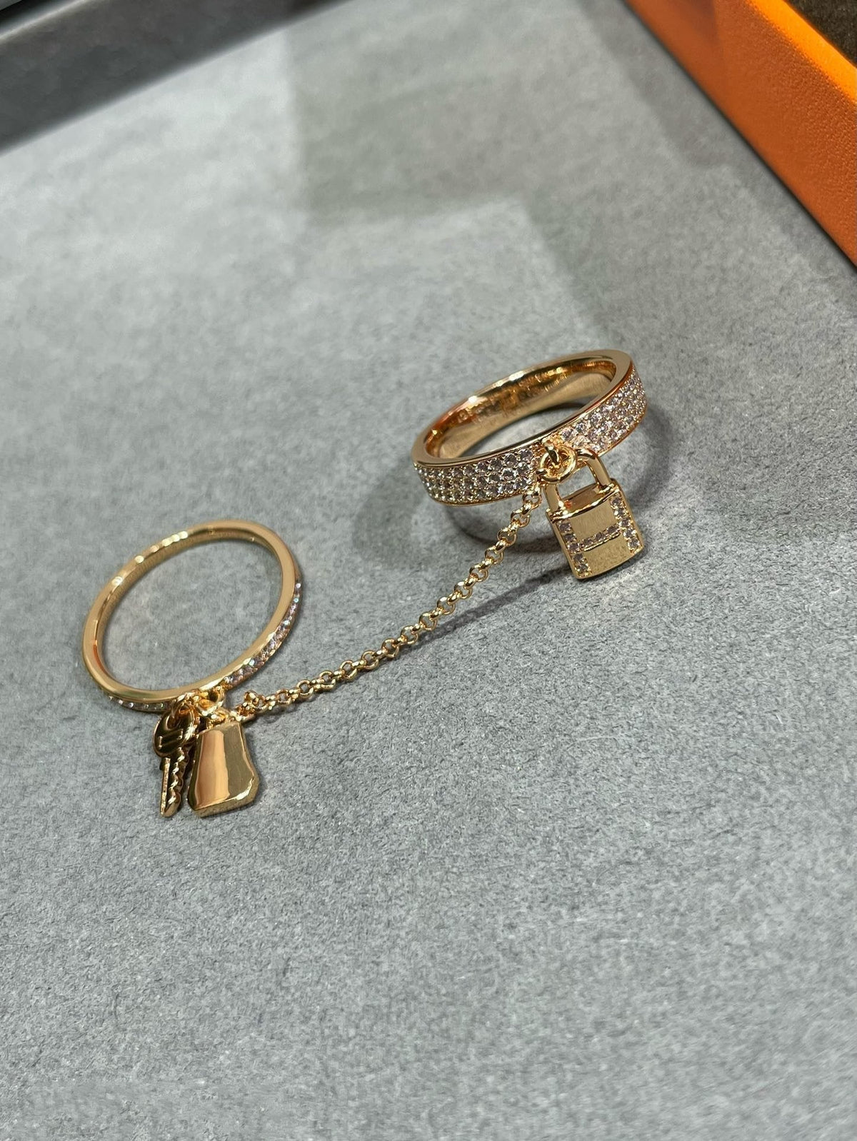 [⭐Maelin]HM KELLY CLOCHETTE DOUBLE RING IN  WITH DIAMONDS