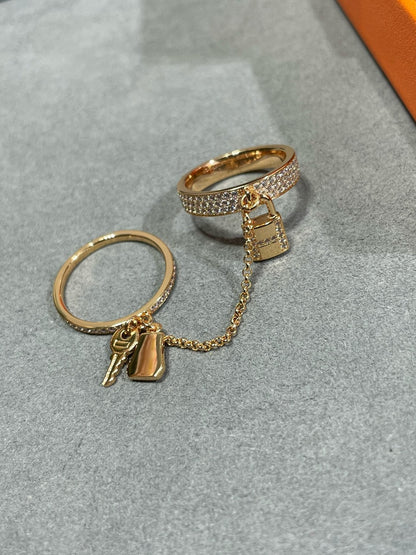 [⭐Maelin]HM KELLY CLOCHETTE DOUBLE RING IN  WITH DIAMONDS