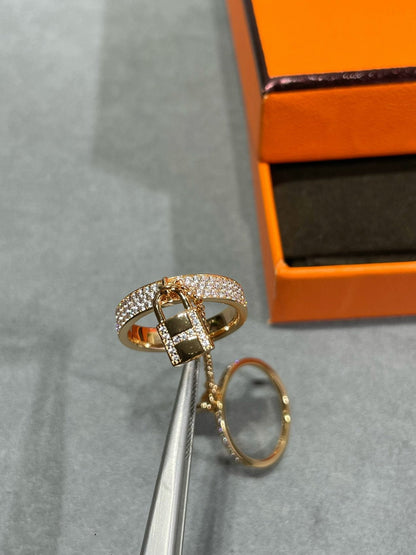 [⭐Maelin]HM KELLY CLOCHETTE DOUBLE RING IN  WITH DIAMONDS