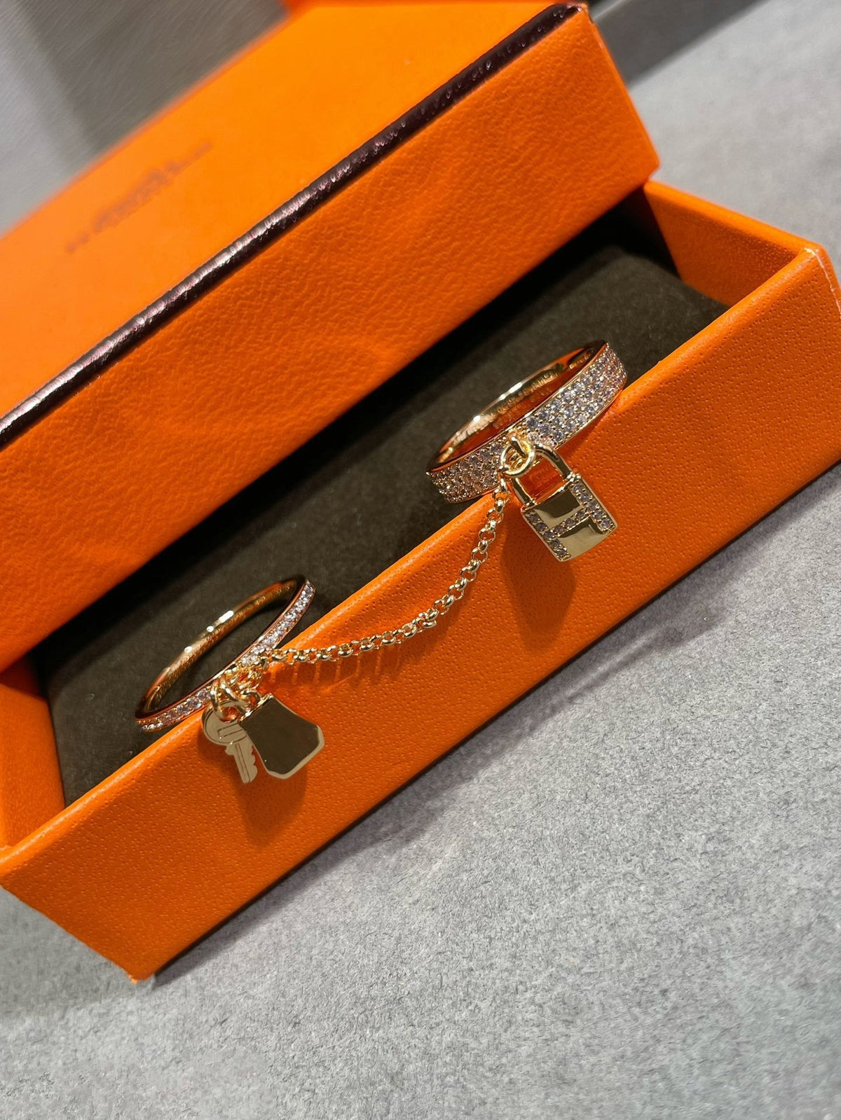 [⭐Maelin]HM KELLY CLOCHETTE DOUBLE RING IN  WITH DIAMONDS