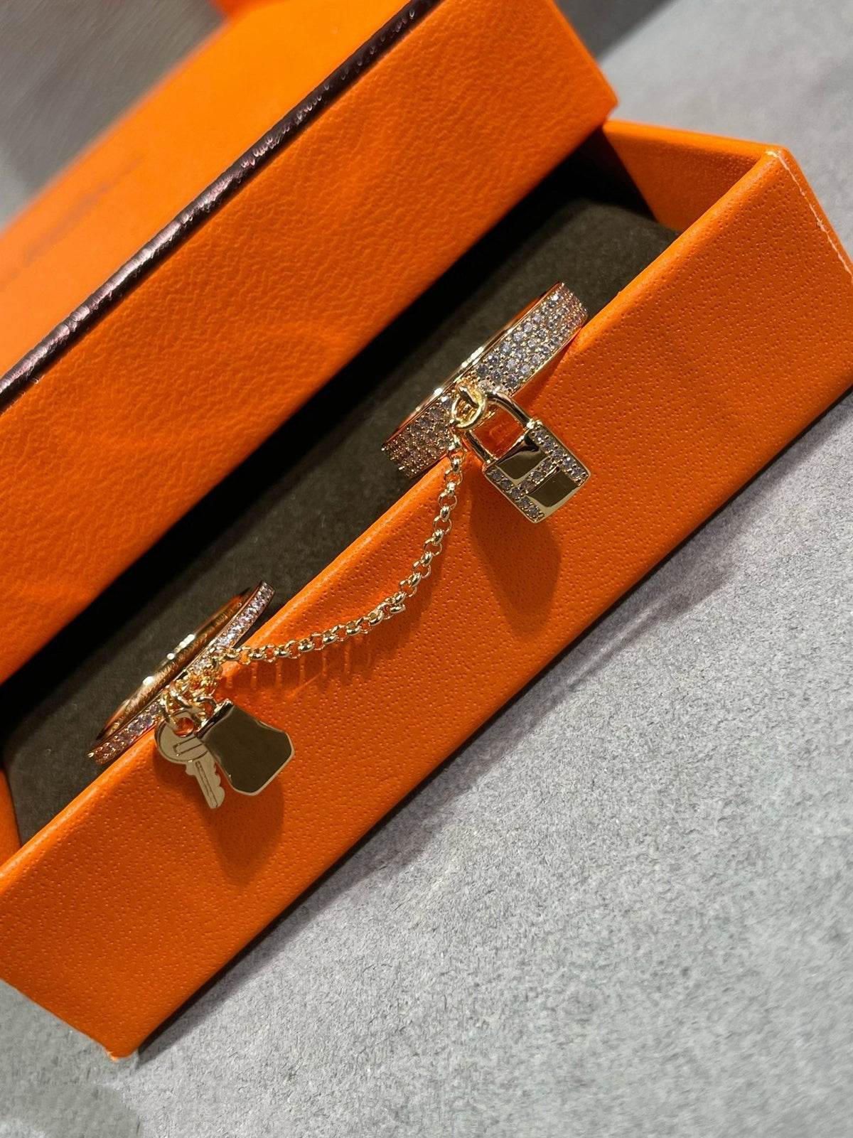 [⭐Maelin]HM KELLY CLOCHETTE DOUBLE RING IN  WITH DIAMONDS
