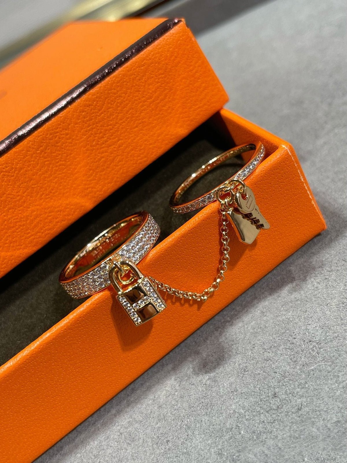 [⭐Maelin]HM KELLY CLOCHETTE DOUBLE RING IN  WITH DIAMONDS