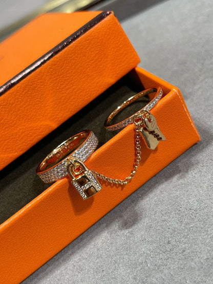[⭐Maelin]HM KELLY CLOCHETTE DOUBLE RING IN  WITH DIAMONDS