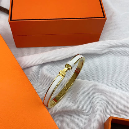 [⭐Maelin]CLASSIC HM CLIC WHITE 8MM ENAMEL BRACELET