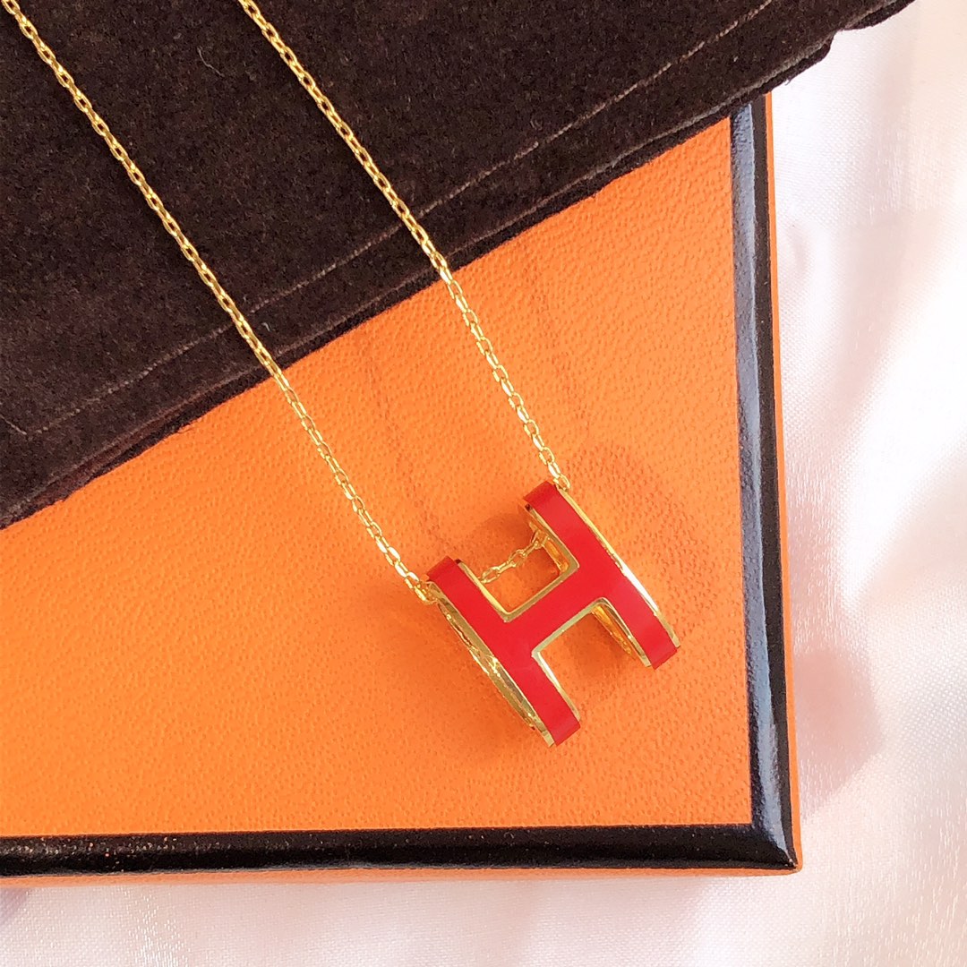 [⭐Maelin]HM CLIC RED ENAMEL GOLD NECKLACE