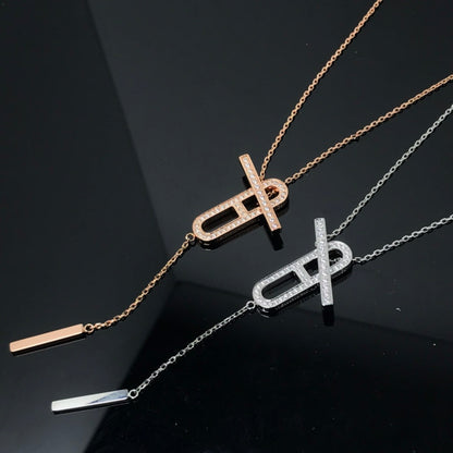 [⭐Maelin]HM NECKLACE PLATINUM ROSE GOLD DIAMOND
