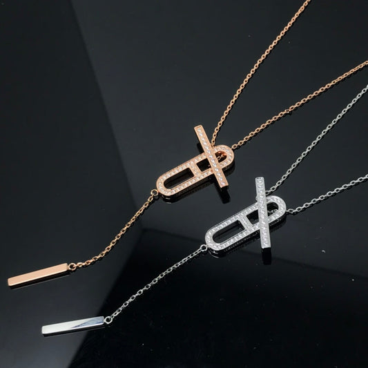 [⭐Maelin]HM NECKLACE PLATINUM ROSE GOLD DIAMOND