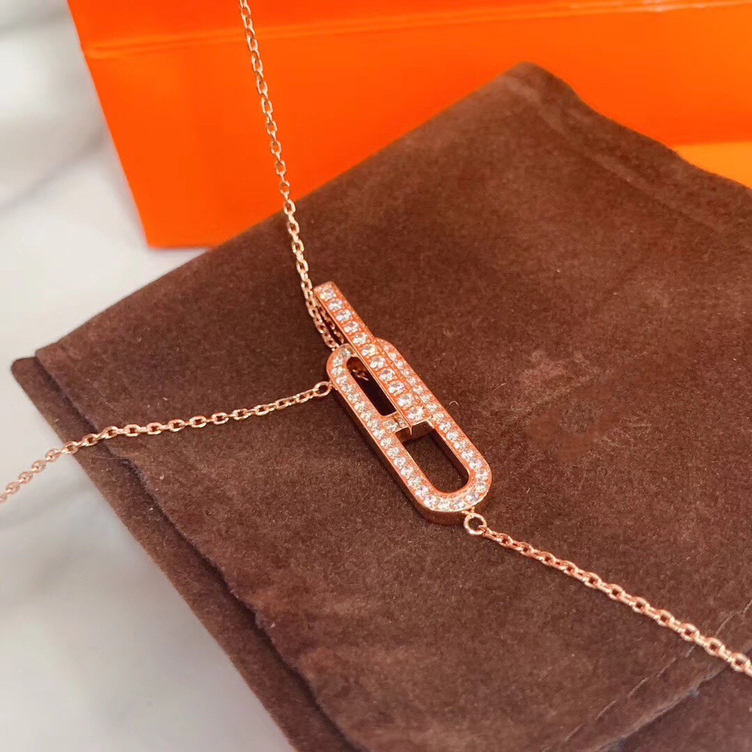 [⭐Maelin]HM NECKLACE PLATINUM ROSE GOLD DIAMOND