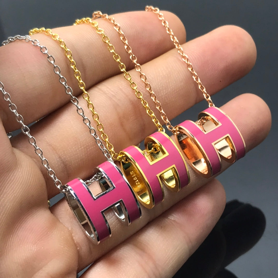 [⭐Maelin]H NECKLACE PINK
