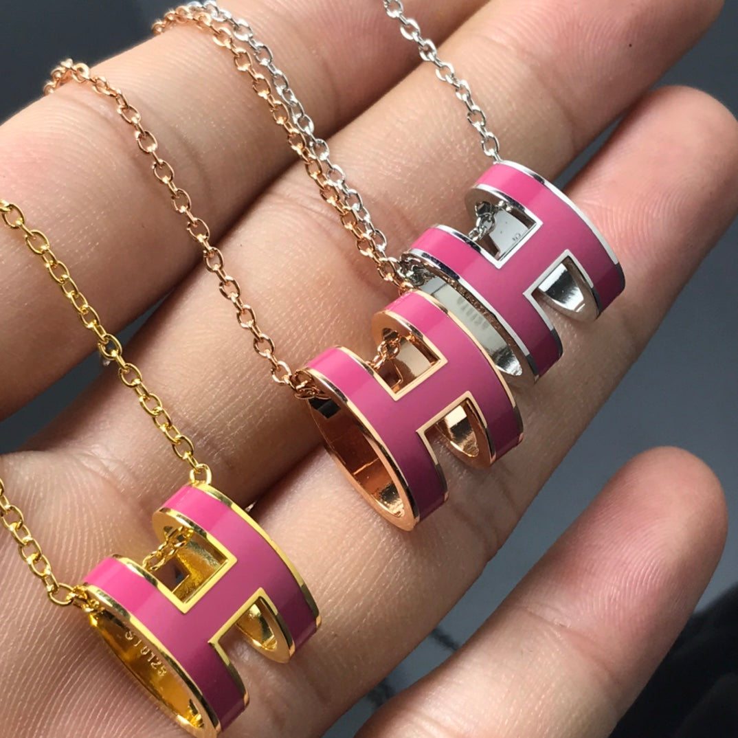 [⭐Maelin]H NECKLACE PINK