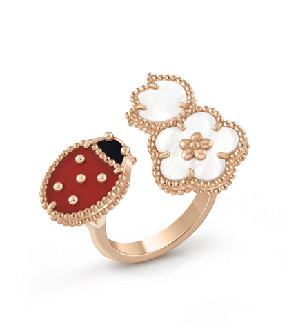 [⭐Maelin]LUCKY 3 MOTIF ROSE GOLD RING