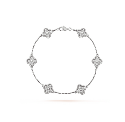 [⭐Maelin]CLOVER 6 MOTIF SILVER DIAMOND BRACELET