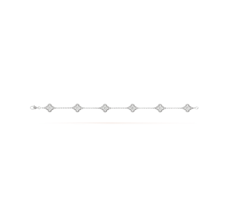 [⭐Maelin]CLOVER 6 MOTIF SILVER DIAMOND BRACELET