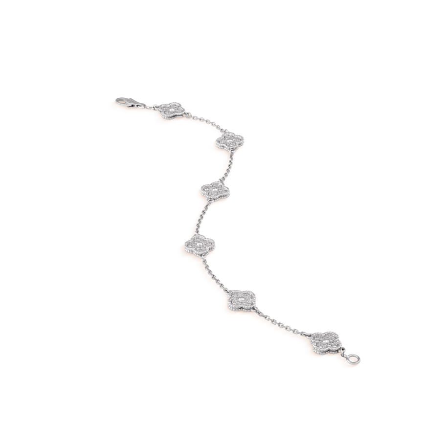 [⭐Maelin]CLOVER 6 MOTIF SILVER DIAMOND BRACELET
