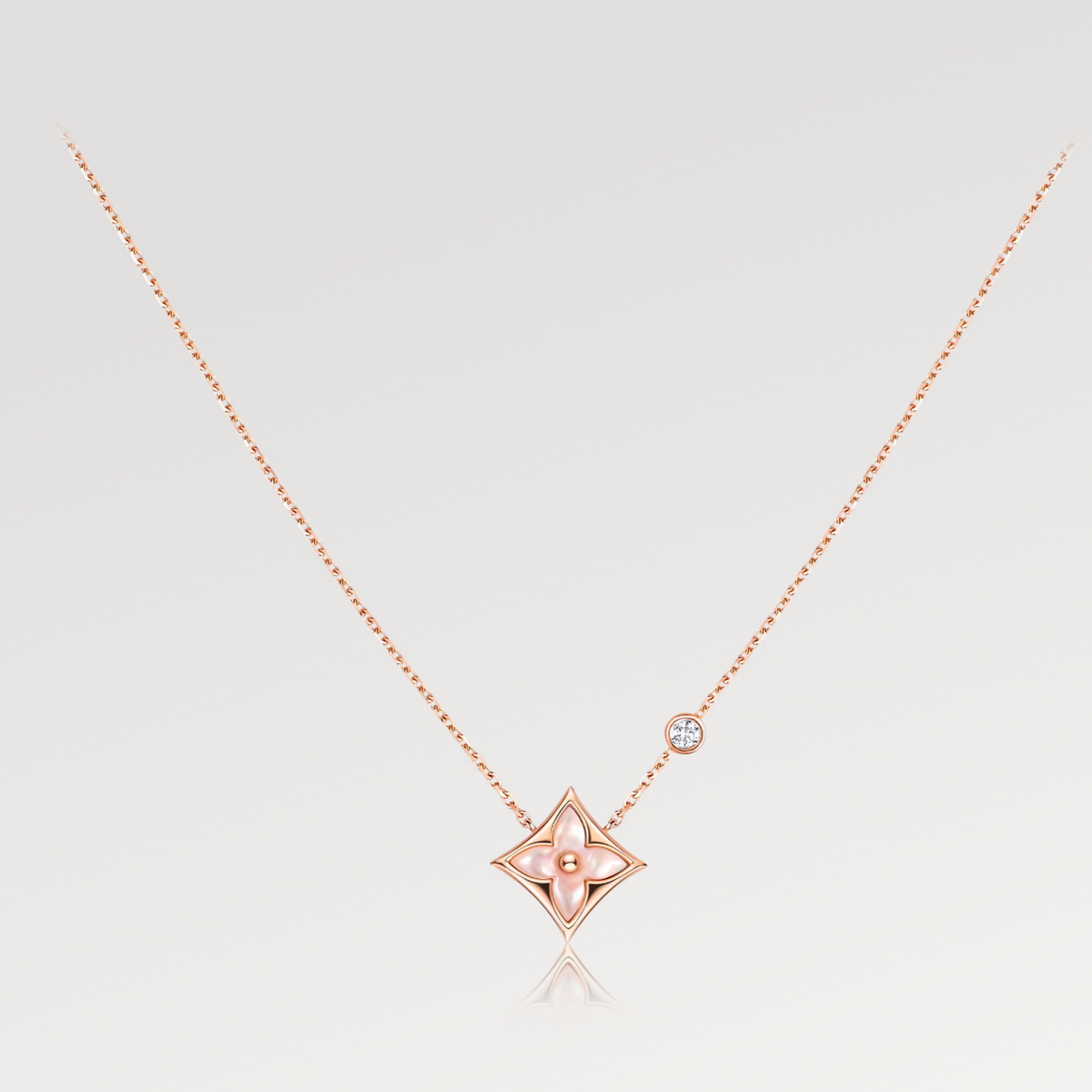 [⭐Maelin]STAR PINK MOP 1 DIAMOND PINK GOLD NECKLACE
