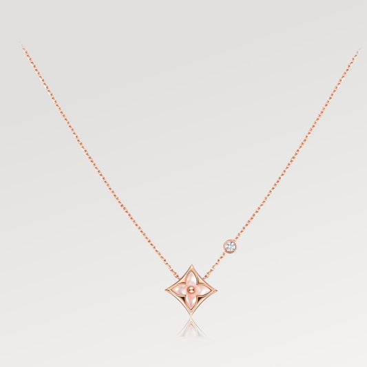 [⭐Maelin]STAR PINK MOP 1 DIAMOND PINK GOLD NECKLACE