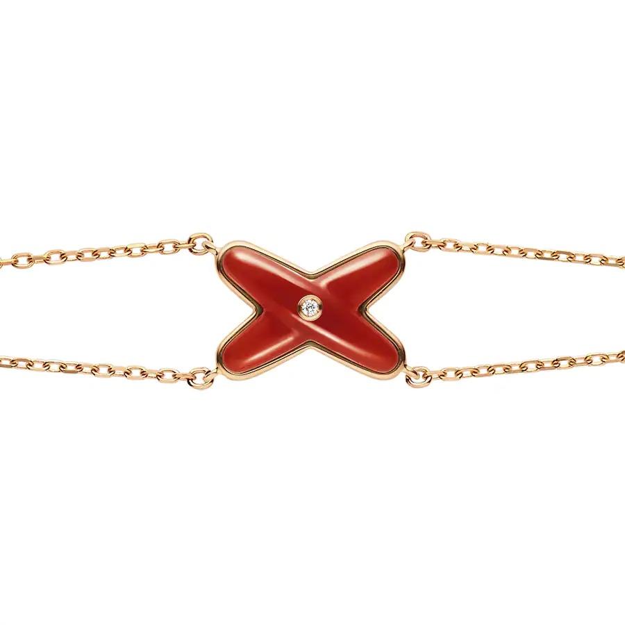 [⭐Maelin]JEUX BRACELET CARNELIAN PINK GOLD 1 DIAMOND