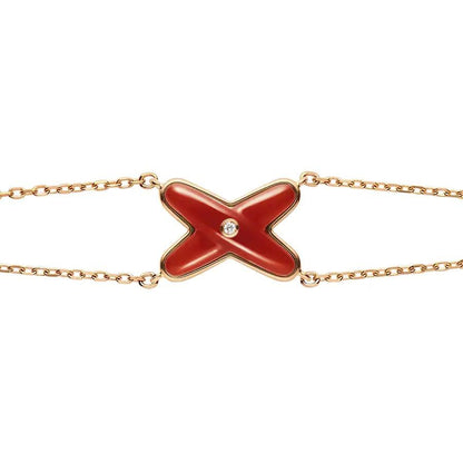[⭐Maelin]JEUX BRACELET CARNELIAN PINK GOLD 1 DIAMOND
