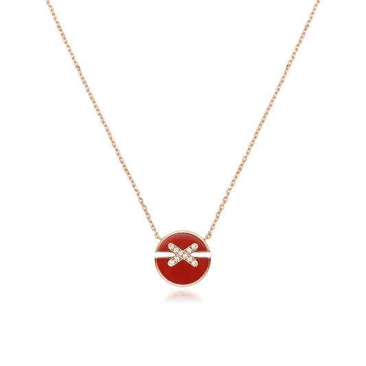 [⭐Maelin]JEUX DE ROSE GOLD DIAMOND NECKLACE