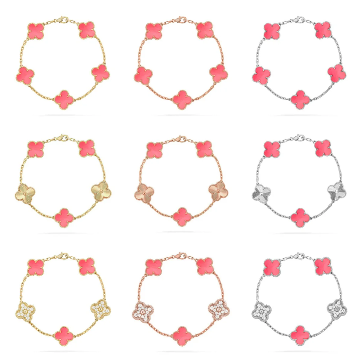 [⭐Maelin] CLOVER 5 MOTIFS  PINK MOP BRACELET COLLECTION