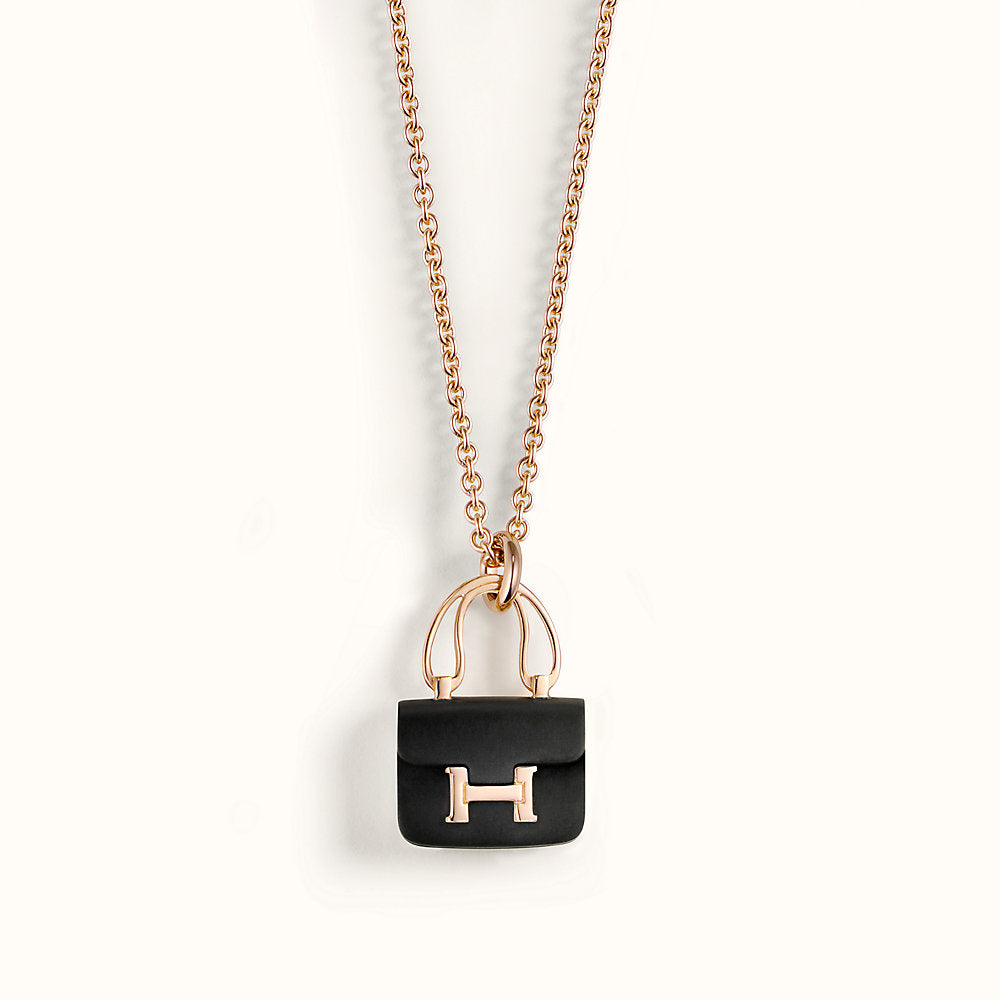 [⭐Maelin]CONSTANCE BLACK PEDANT PINK GOLD NECKLACE