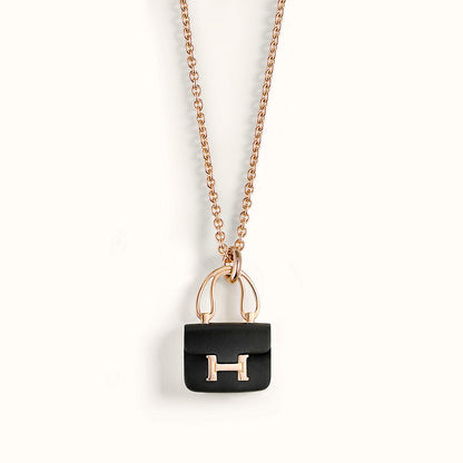 [⭐Maelin]CONSTANCE BLACK PEDANT PINK GOLD NECKLACE
