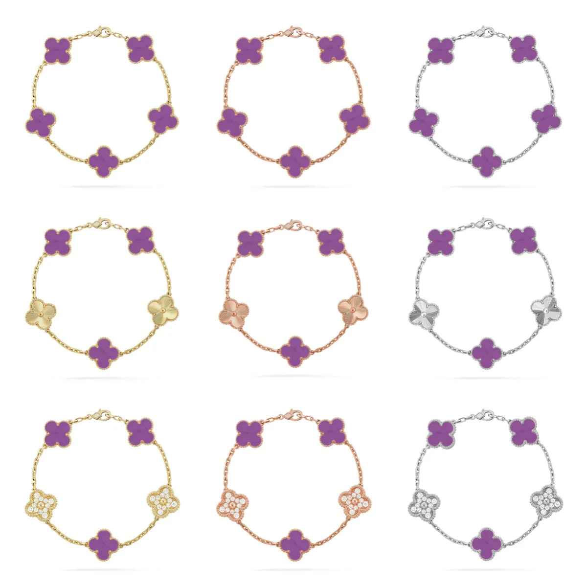 [⭐Maelin] CLOVER 5 MOTIF VIOLET BRACELET COLLECTION