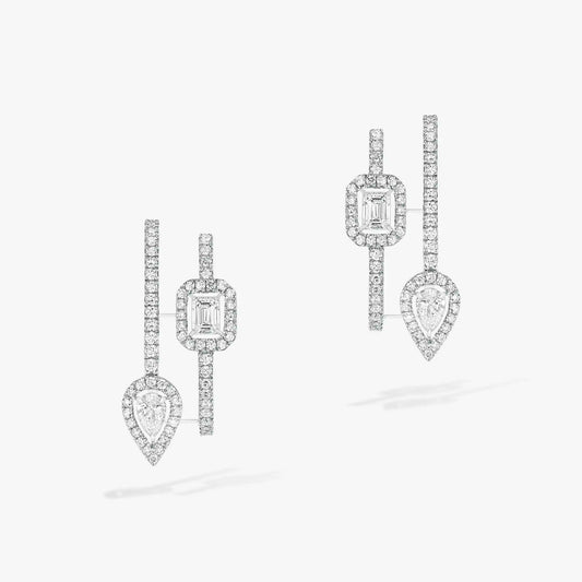 [⭐Maelin]CREOLES MY TWIN 2 RANGS SILVER DIAMOND EARRINGS
