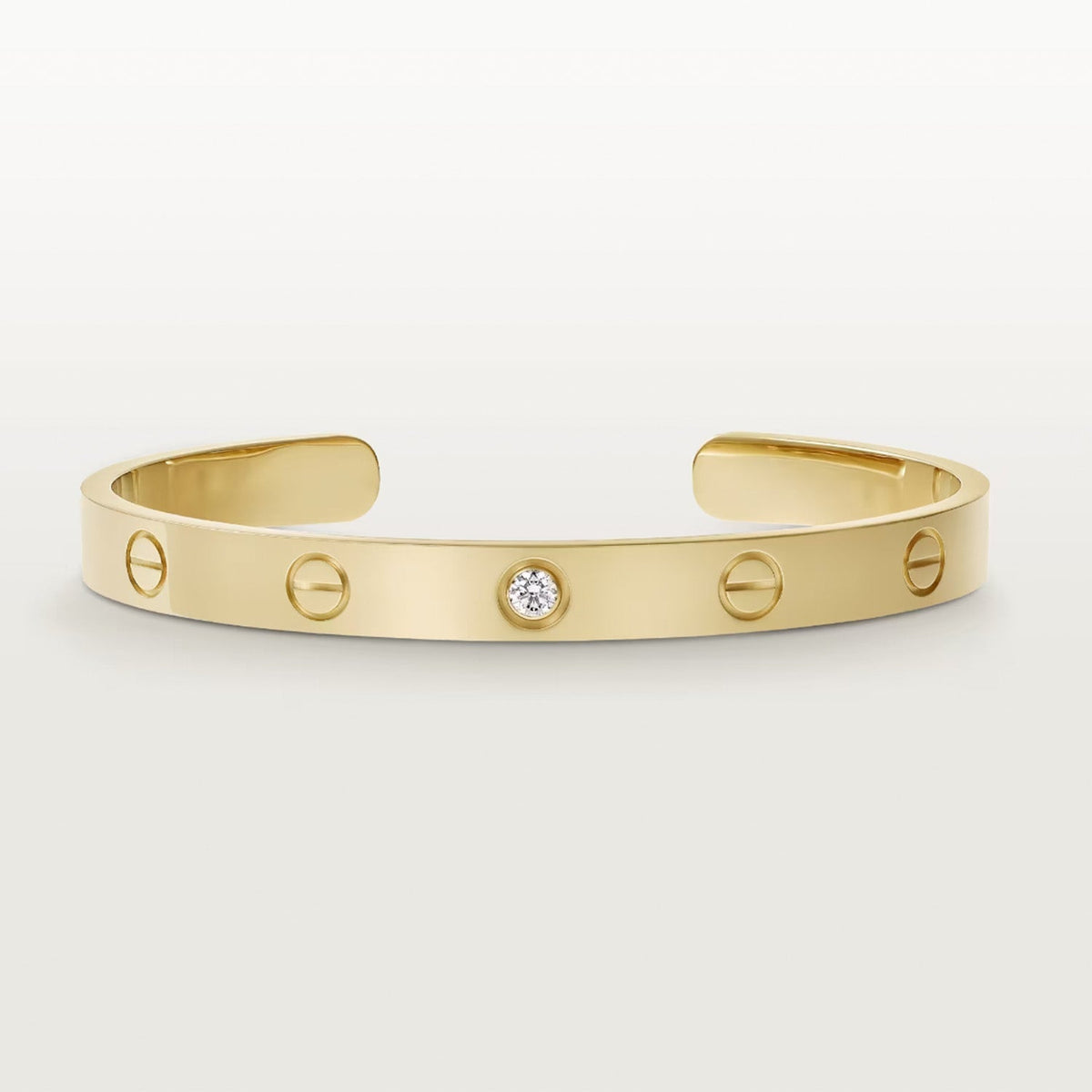 [⭐Maelin]LOVE BRACELET 6.1MM 1 DIAMOND OPEN CUFF