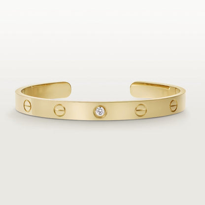 [⭐Maelin]LOVE BRACELET 6.1MM 1 DIAMOND OPEN CUFF