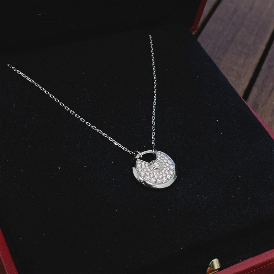 [⭐Maelin]AMULETTE SILVER FULL DIAMOND NECKLACE
