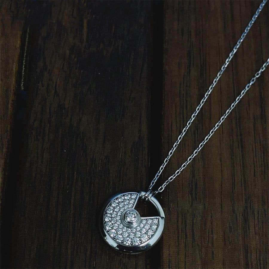 [⭐Maelin]AMULETTE SILVER FULL DIAMOND NECKLACE