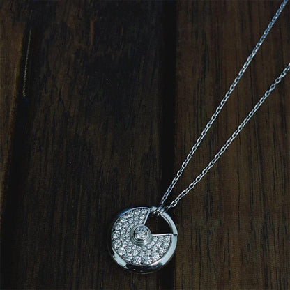 [⭐Maelin]AMULETTE SILVER FULL DIAMOND NECKLACE
