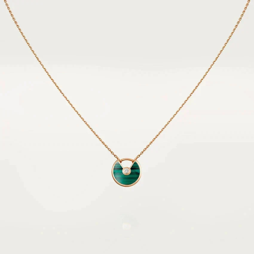 [⭐Maelin]AMULETTE ROSE GOLD MALACHITE NECKLACE