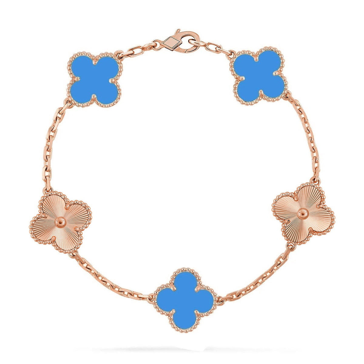 [⭐Maelin] CLOVER 5 MOTIF BLUE AGATE BRACELET COLLECTION