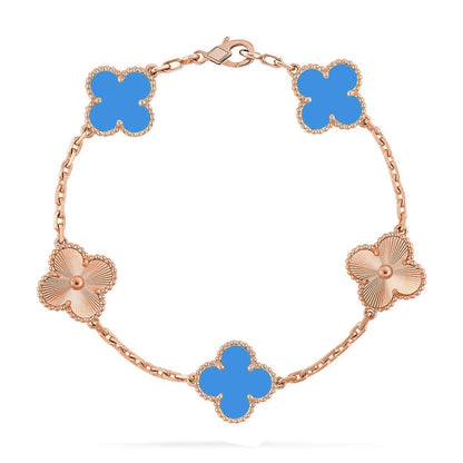 [⭐Maelin] CLOVER 5 MOTIF BLUE AGATE BRACELET COLLECTION