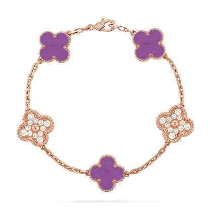 [⭐Maelin] CLOVER 5 MOTIF VIOLET BRACELET COLLECTION