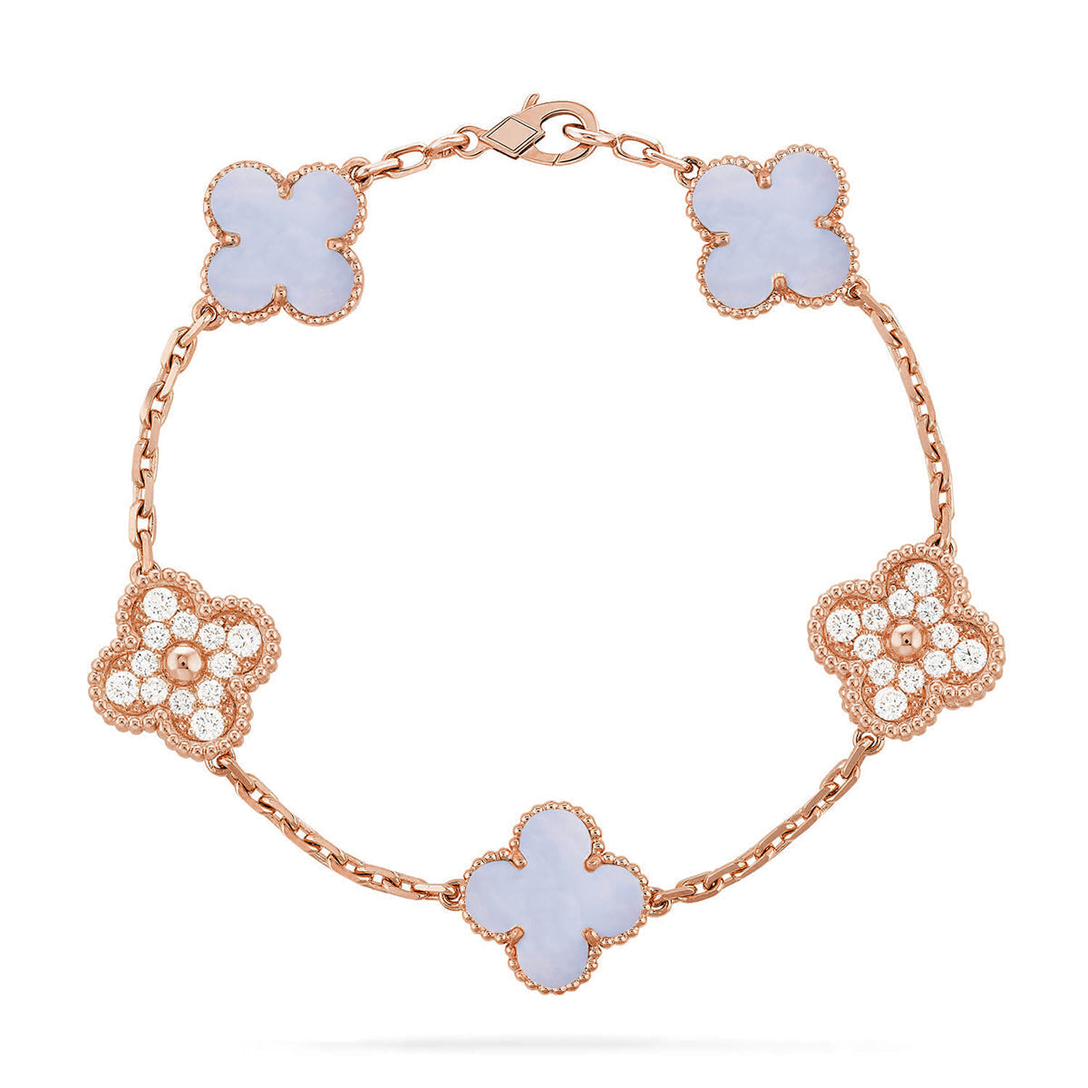[⭐Maelin] CLOVER 5 MOTIF PURPLE CHALCEDONY BRACELET COLLECTION
