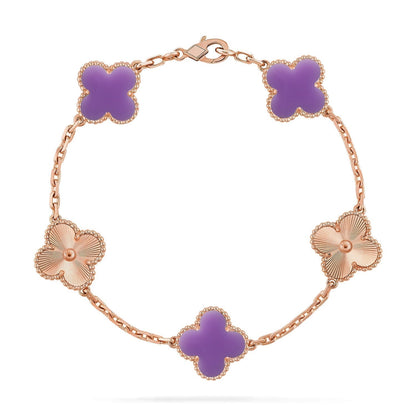 [⭐Maelin]CLOVER 5 MOTIF LIGHT PURPLE BRACELET COLLECTION