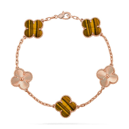 [⭐Maelin] CLOVER 5 MOTIFS TIGER EYE BRACELET COLLECTION