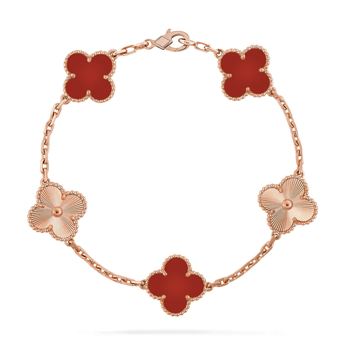 [⭐Maelin] CLOVER 5 MOTIF RED CORNELIAN BRACELET COLLECTION