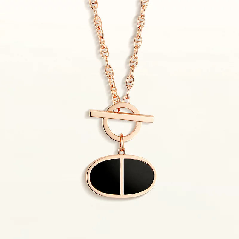 [⭐Maelin]CHAINE VERSO BLACK CERAMIC NECKLACE